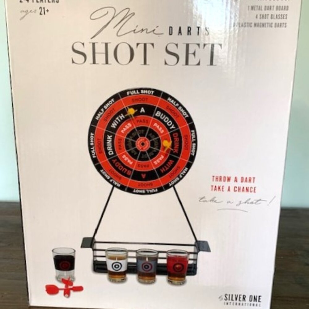 Siver One Mini Darts Shot Glass Party Game